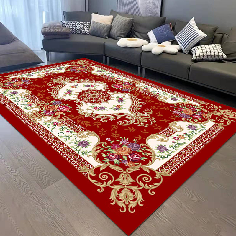 Donkergrijs medaillon tapijt polyester retro tapijt wasbaar tapijt voor woonkamer