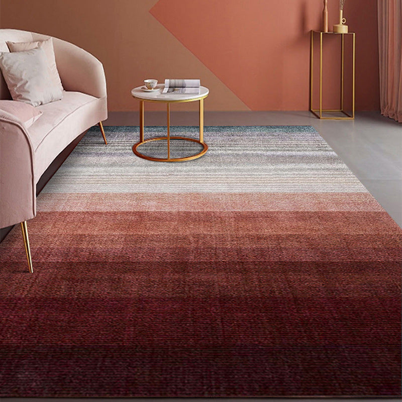 Light Blue Abstract Line Rug Polyester Modern Rug Washable Rug for Living Room