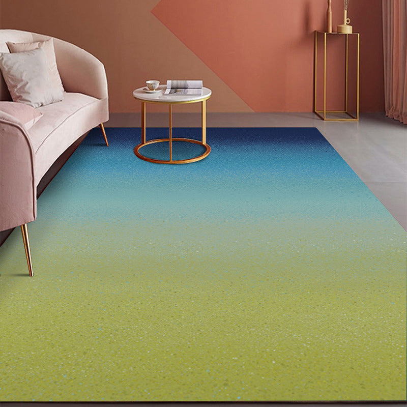 Light Blue Abstract Line Rug Polyester Modern Rug Washable Rug for Living Room