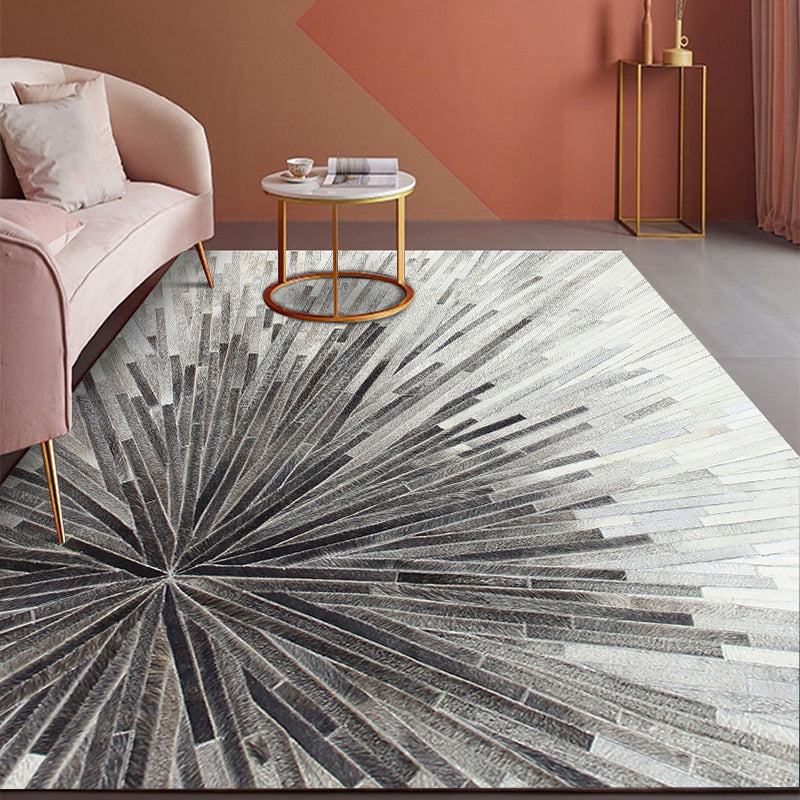 Light Blue Abstract Line Rug Polyester Modern Rug Washable Rug for Living Room