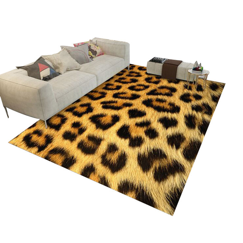 Brown Animal Skin Rug Polyester Casual Rug Washable Rug for Living Room