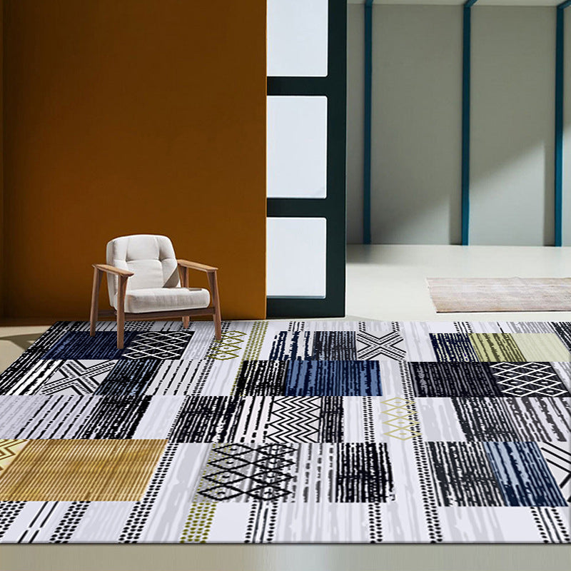 Gray Modern Rug Poleyster Striped Indoor Rug Non-Slip Backing Rug for Home Decoration