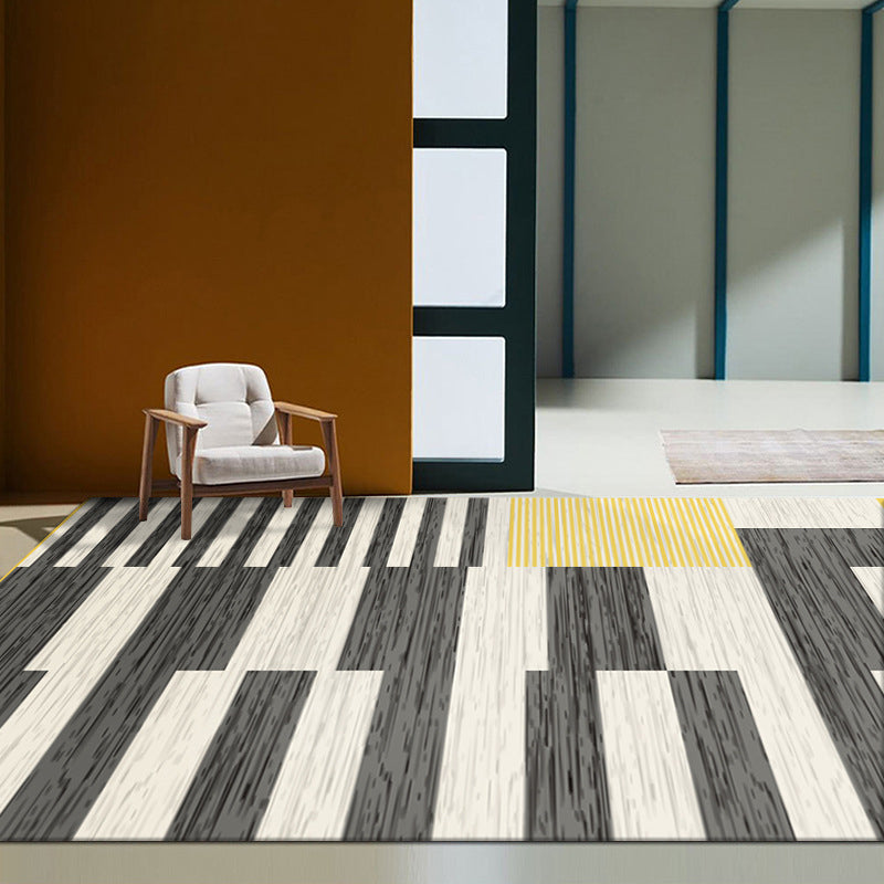 Gray Modern Rug Poleyster Striped Indoor Rug Non-Slip Backing Rug for Home Decoration