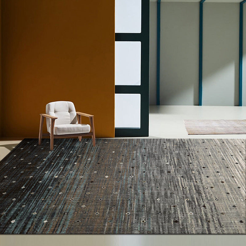 Gray Modern Rug Poleyster Striped Indoor Rug Non-Slip Backing Rug for Home Decoration