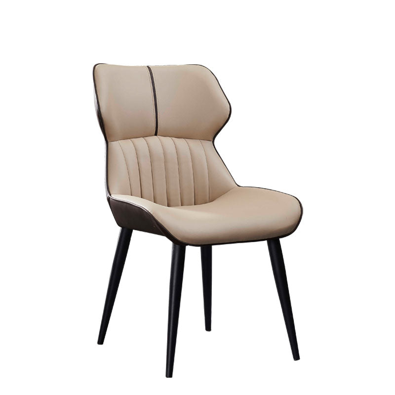 Silla lateral de comedor contemporánea con respaldo de orejas, silla de comedor de cuero para cocina