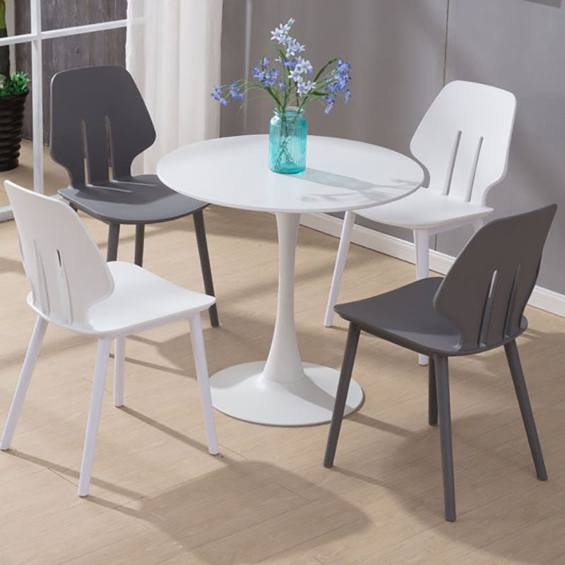 Silla lateral de comedor con respaldo abierto contemporáneo, sillas sin brazos de comedor de plástico para uso doméstico