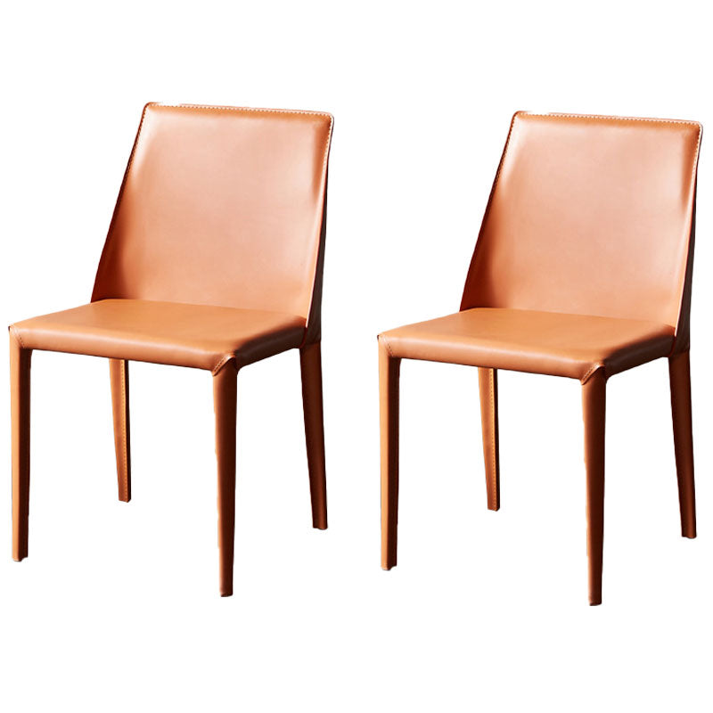 Eigentijdse massieve rugarmloze zijstoelen lederen eetkamerstoelen voor keuken