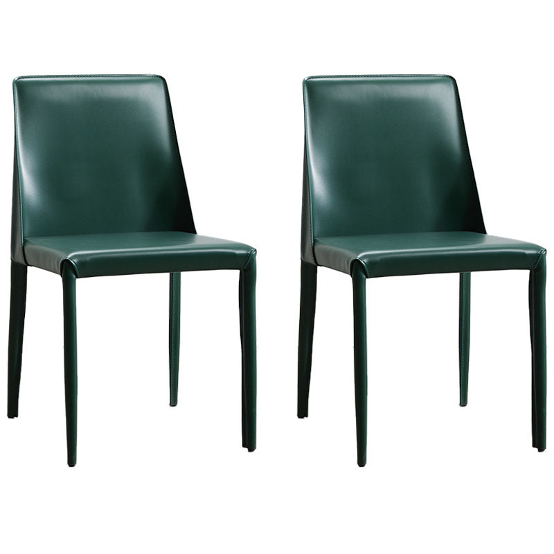 Contemporary Style Leather Dining Side Chairs Matte Finish Solid Back Armless Chairs