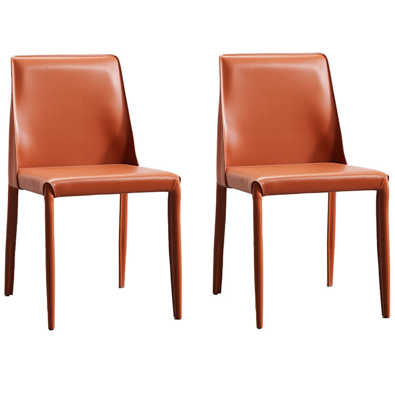 Contemporary Style Leather Dining Side Chairs Matte Finish Solid Back Armless Chairs
