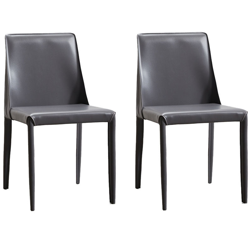 Sillas laterales de comedor de cuero de estilo moderno, sillas sin brazos con respaldo sólido con acabado mate