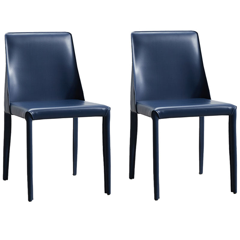 Contemporary Style Leather Dining Side Chairs Matte Finish Solid Back Armless Chairs