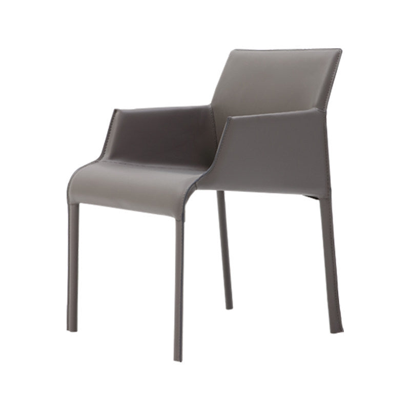 Contemporary Leather Dining Arm Chairs Matte Finish Parsons Chairs for Kitchen