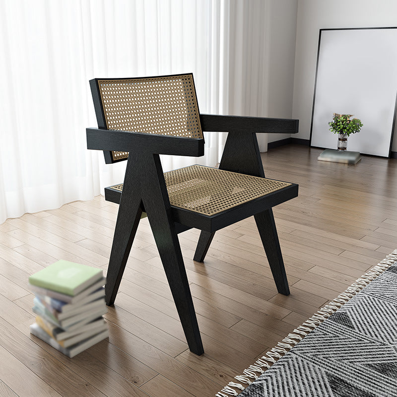 Silla de comedor contemporánea de madera con respaldo abierto para patio