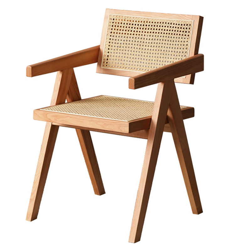Wood Contemporary Kitchen Arm Chair Open Back Dining Chair for Patio