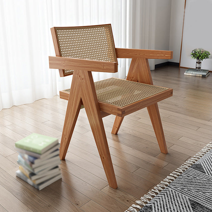 Silla de comedor contemporánea de madera con respaldo abierto para patio