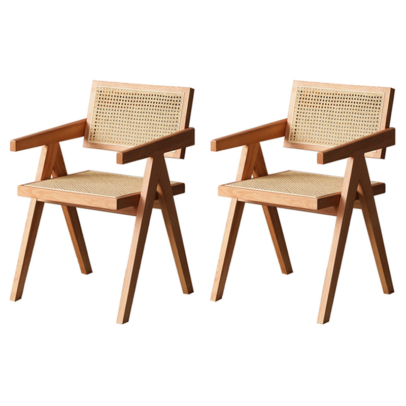 Silla de comedor contemporánea de madera con respaldo abierto para patio
