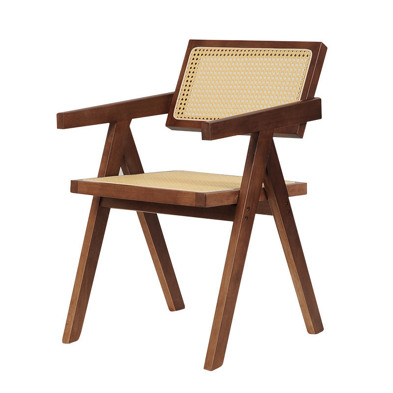 Wood Contemporary Kitchen Arm Chair Open Back Dining Chair for Patio