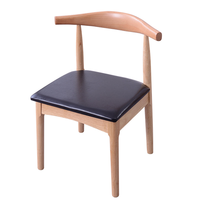 Modern Wood Dining Room Chair Armless Faux Leather Side Chair for Home Use