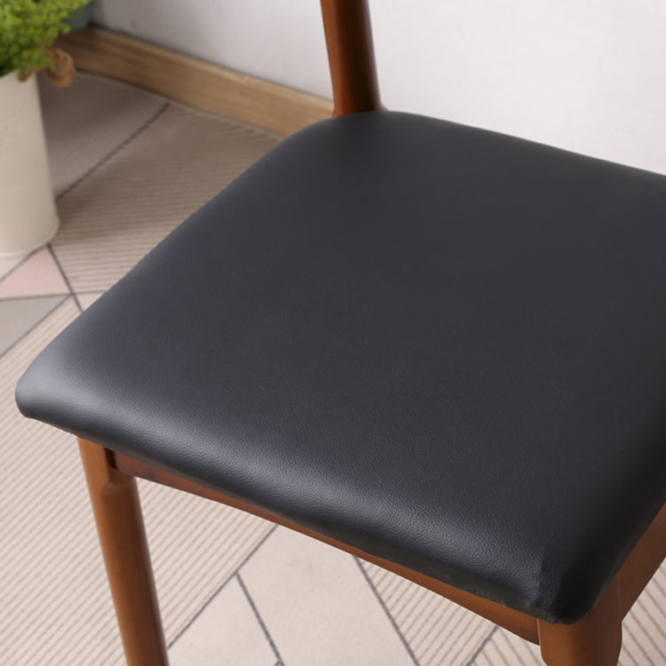 Silla de comedor de madera moderna, silla lateral de piel sintética sin brazos para uso doméstico
