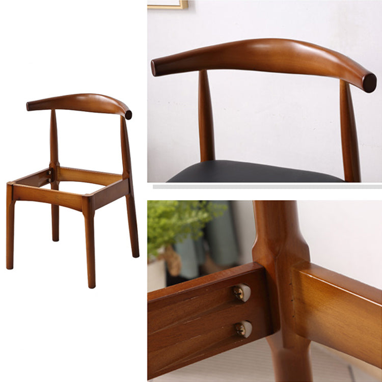 Silla de comedor de madera moderna, silla lateral de piel sintética sin brazos para uso doméstico