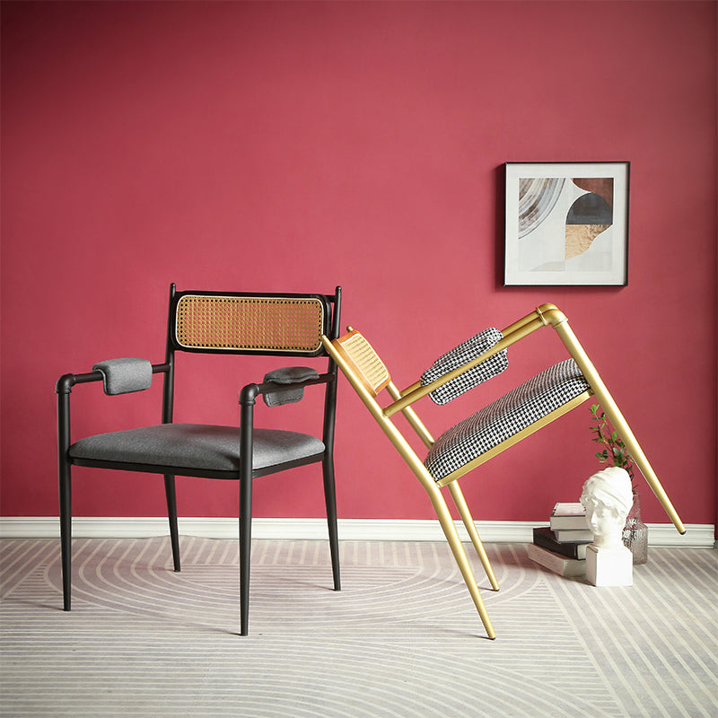 Sillas de comedor nórdicas con respaldo abierto, silla lateral para cocina con patas de metal