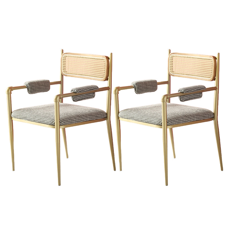Sillas de comedor nórdicas con respaldo abierto, silla lateral para cocina con patas de metal