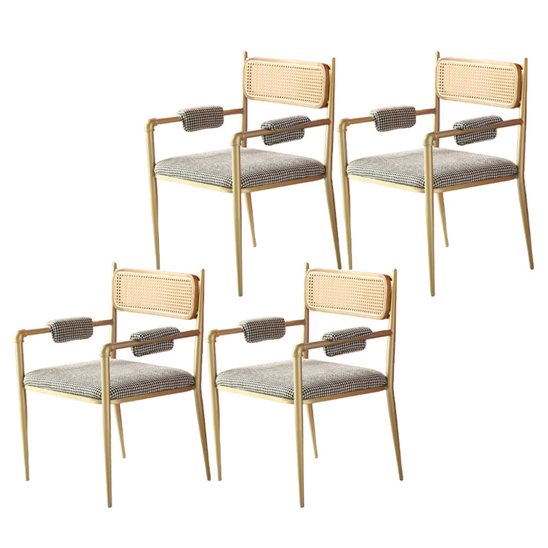 Sillas de comedor nórdicas con respaldo abierto, silla lateral para cocina con patas de metal