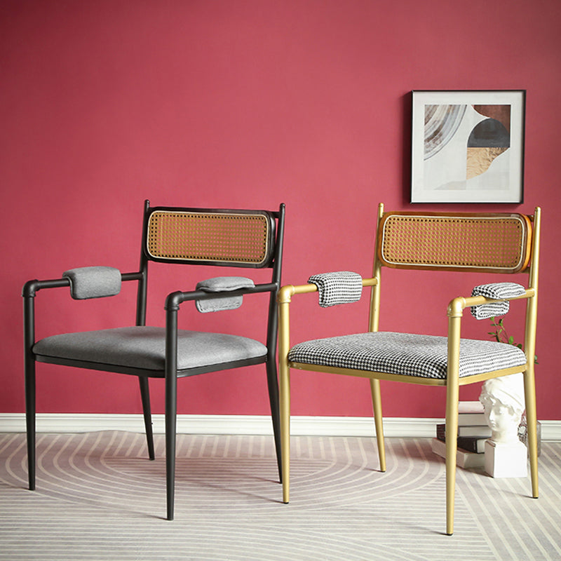 Sillas de comedor nórdicas con respaldo abierto, silla lateral para cocina con patas de metal