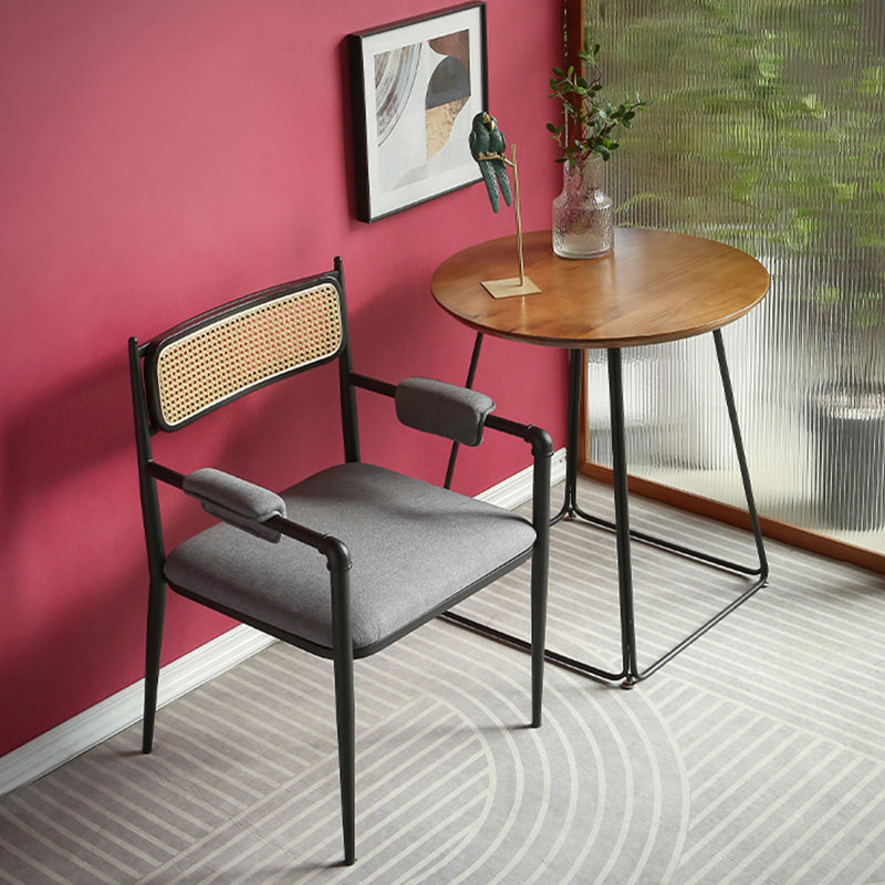 Sillas de comedor nórdicas con respaldo abierto, silla lateral para cocina con patas de metal