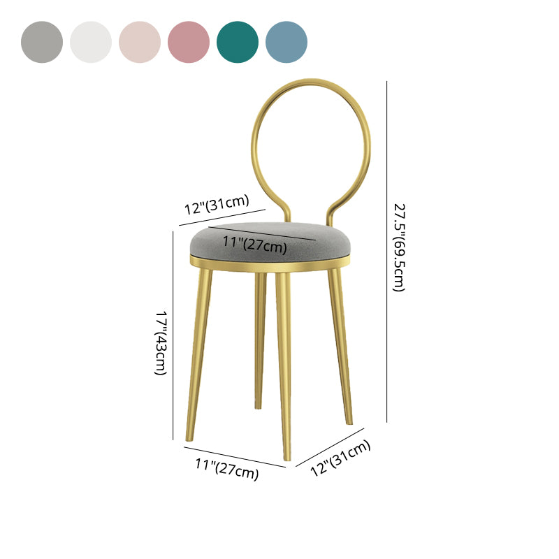 Silla de comedor de metal Glam, silla lateral de comedor con respaldo abierto sin brazos para uso doméstico