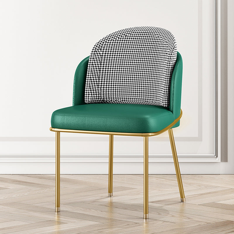 Glam Metal Dining Room Chair Armless PU Leather Dining Chairs for Home Use
