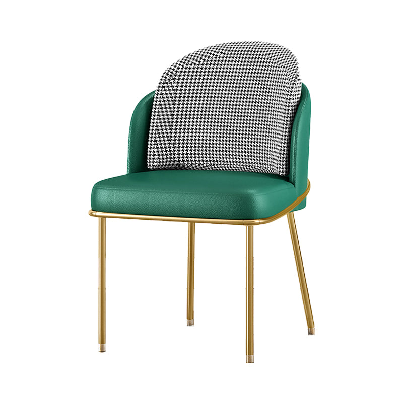 Silla de comedor de metal Glam, sillas de comedor de cuero PU sin brazos para uso doméstico