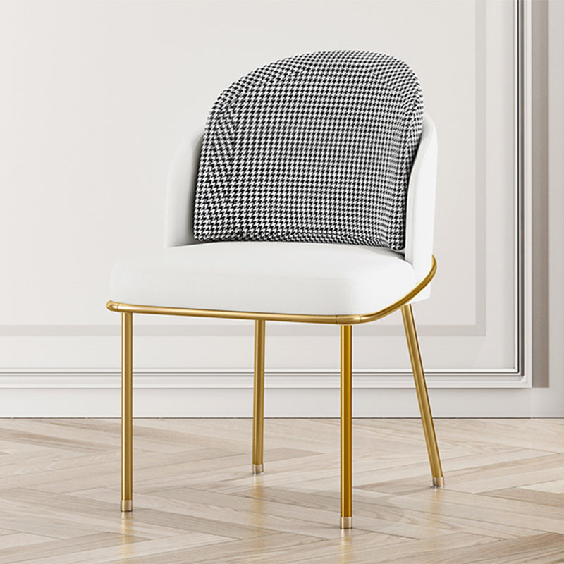 Glam Metal Dining Room Chair Armless PU Leather Dining Chairs for Home Use