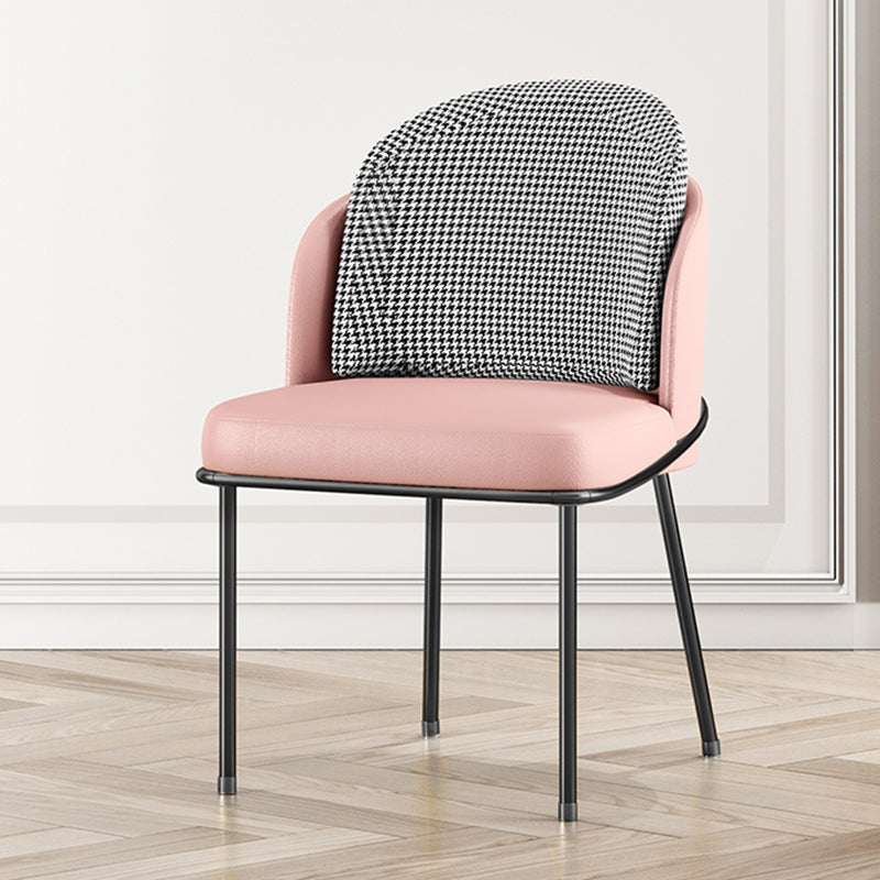 Glam Metal Dining Room Chair Armless PU Leather Dining Chairs for Home Use