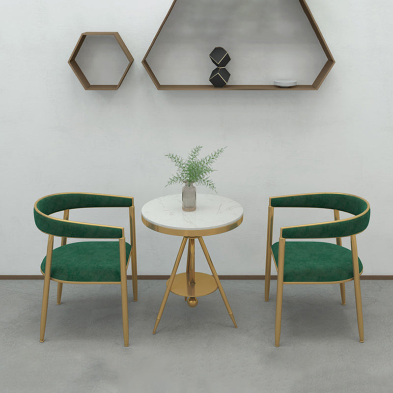 Silla de comedor de metal Glam, sillas laterales de comedor de terciopelo sin brazos para uso doméstico