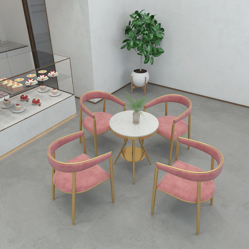 Silla de comedor de metal Glam, sillas laterales de comedor de terciopelo sin brazos para uso doméstico