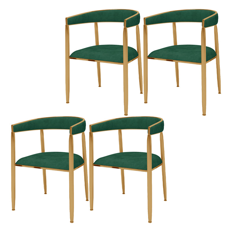Silla de comedor de metal Glam, sillas laterales de comedor de terciopelo sin brazos para uso doméstico