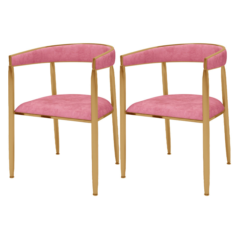 Glam Metal Dining Room Chair Armless Velvet Dining Side Chairs for Home Use