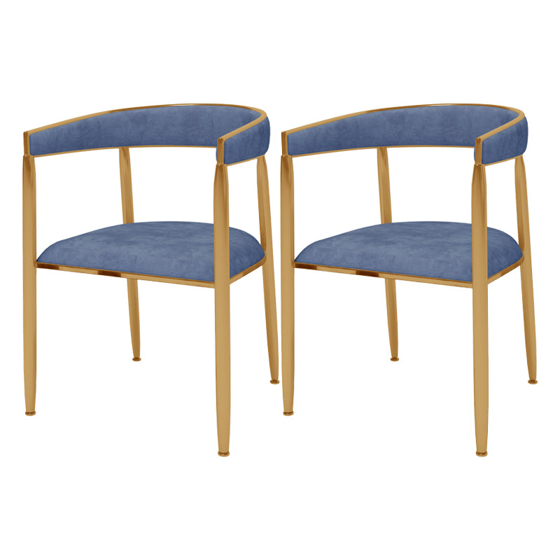 Glam Metal Dining Room Chair Armless Velvet Dining Side Chairs for Home Use