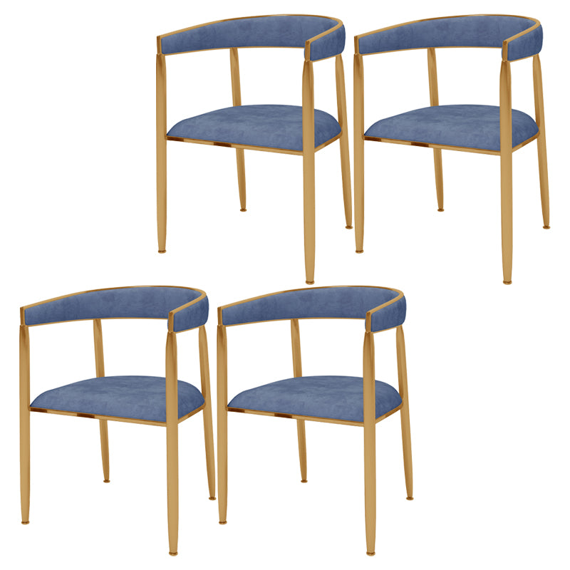 Silla de comedor de metal Glam, sillas laterales de comedor de terciopelo sin brazos para uso doméstico