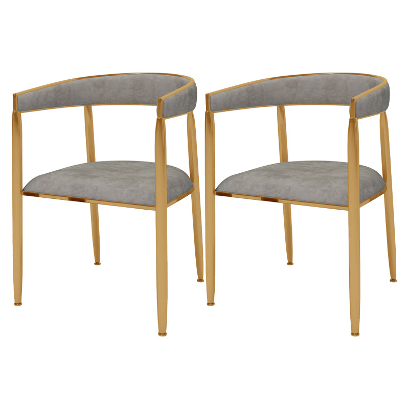 Glam Metal Dining Room Chair Armless Velvet Dining Side Chairs for Home Use