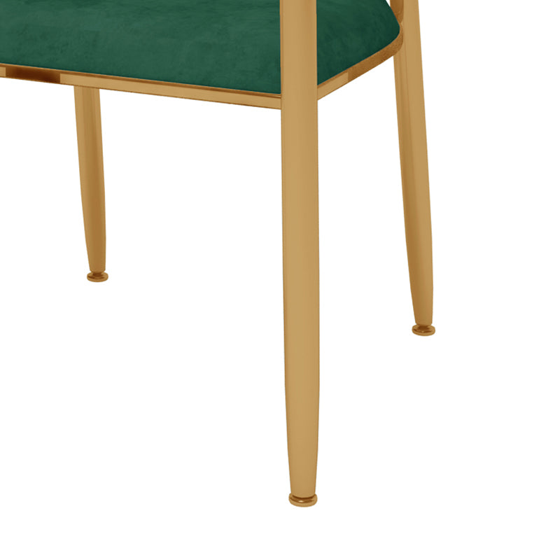 Silla de comedor de metal Glam, sillas laterales de comedor de terciopelo sin brazos para uso doméstico