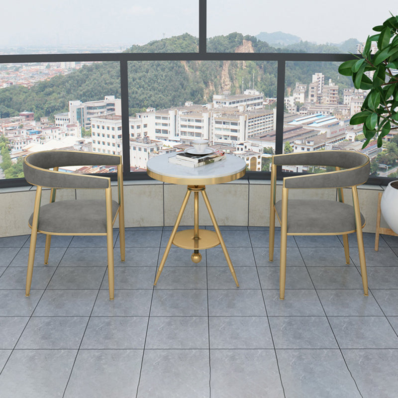 Silla de comedor de metal Glam, sillas laterales de comedor de terciopelo sin brazos para uso doméstico