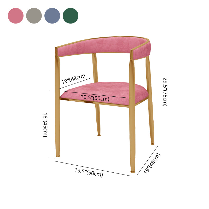 Silla de comedor de metal Glam, sillas laterales de comedor de terciopelo sin brazos para uso doméstico
