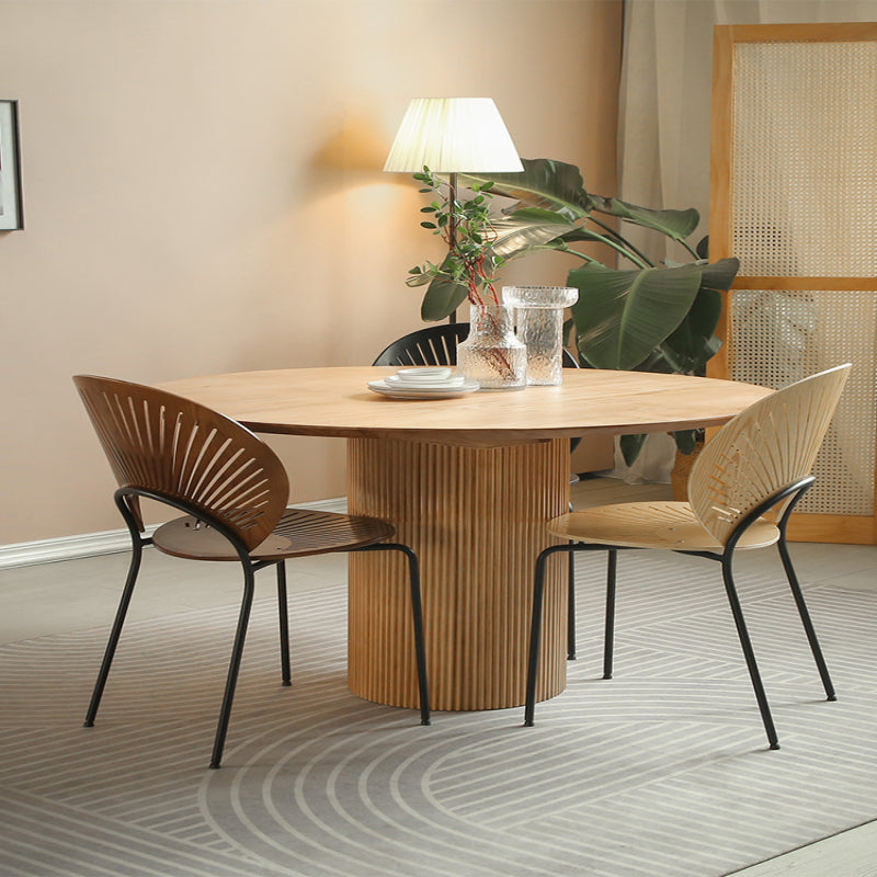 1/2/3/4 pc's houten moderne eetkamer set met ronde tafel en metalen stoelen dinette set