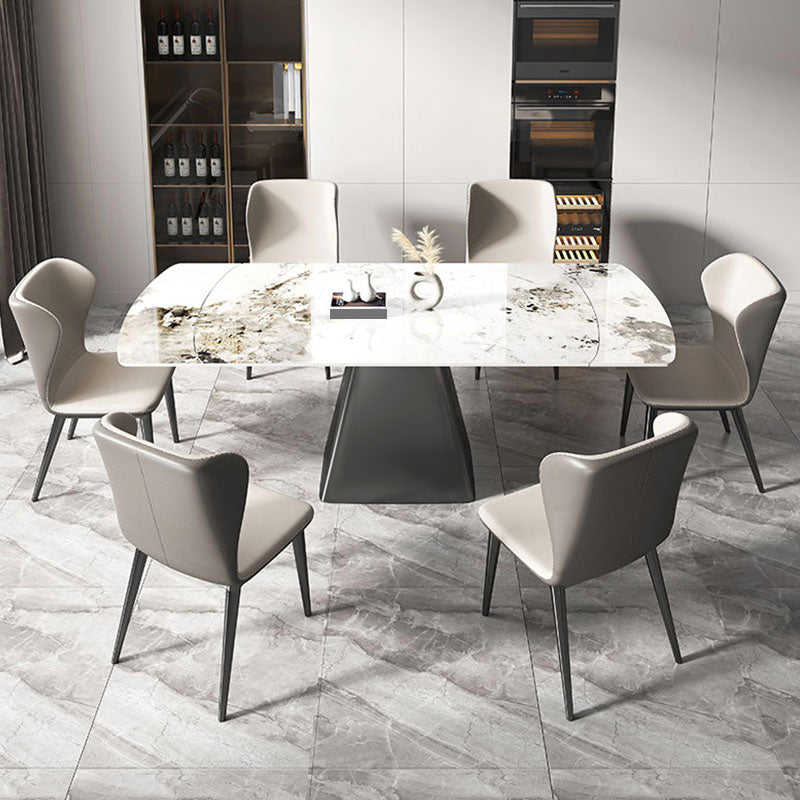 1/4/5/7 Pieces Dining Set Modern Sintered Stone Dining Table and Leather Chairs Dining Set