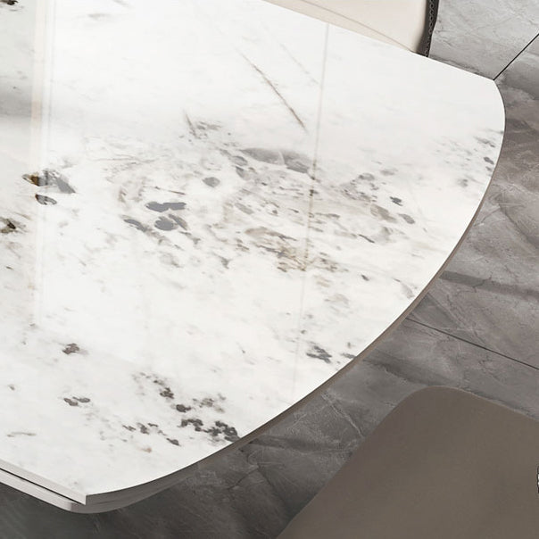 1/4/5/7 Pieces Dining Set Modern Sintered Stone Dining Table and Leather Chairs Dining Set