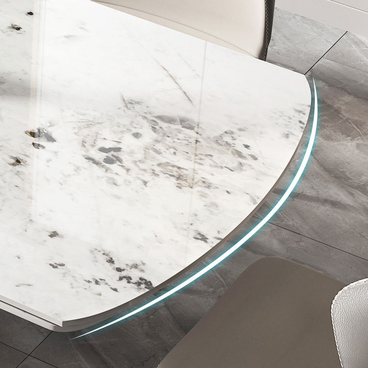 1/4/5/7 Pieces Dining Set Modern Sintered Stone Dining Table and Leather Chairs Dining Set