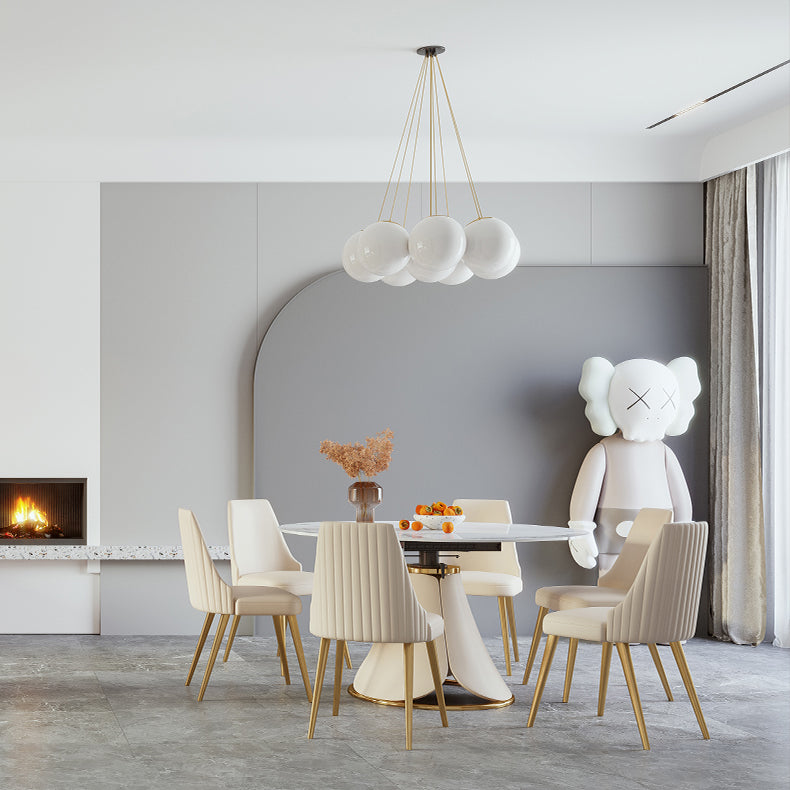 1/4/5/7 Pieces Nordic Dining Set Sintered Stone Dining set with Leather Chairs