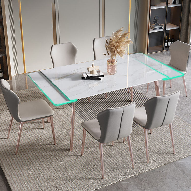 Uitbreidbare 1/4/5/7 stukken Dinerset gesinterde stenen eettafel ingesteld met stoelen